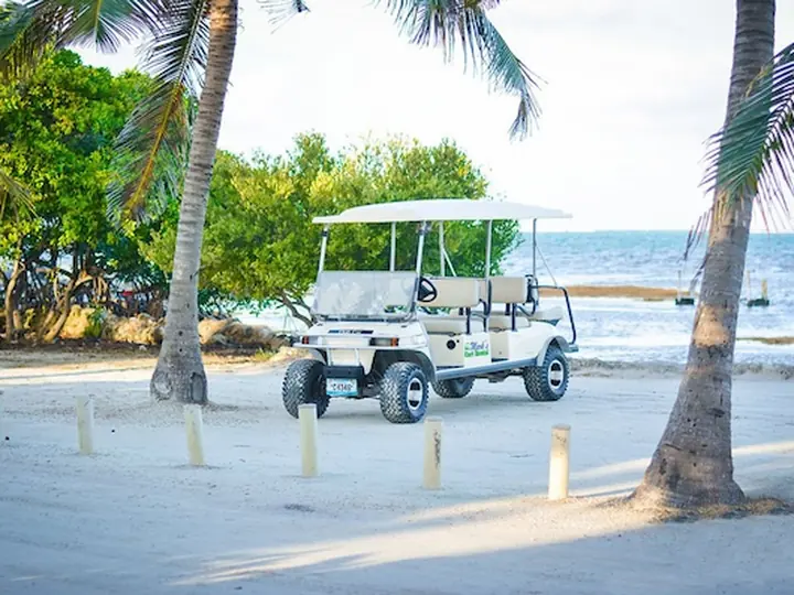 Golf cart inspected and serviced between rentals in San Pedro
