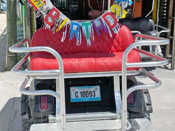Rental golf cart ready for handover in San Pedro Town