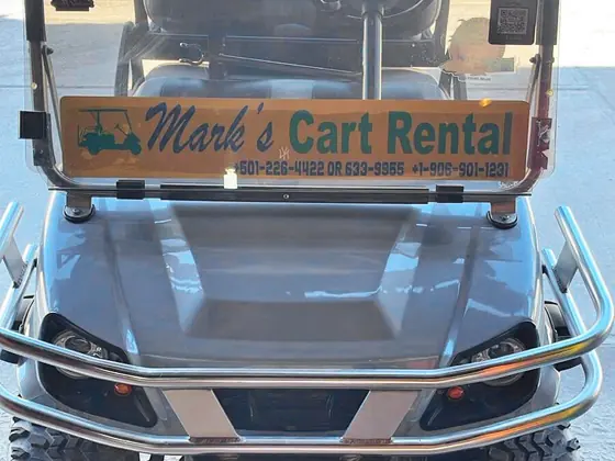 Golf cart parked correctly off the roadway in San Pedro