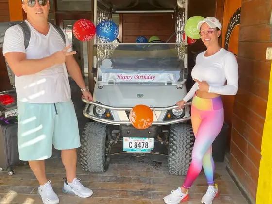 Family sized golf cart rental in San Pedro Belize