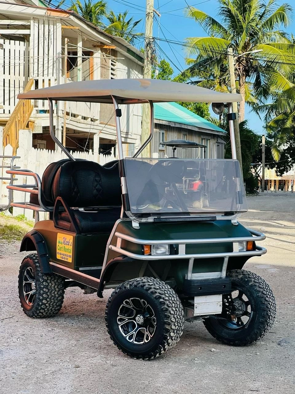 Golf cart rental on the streets of San Pedro Belize