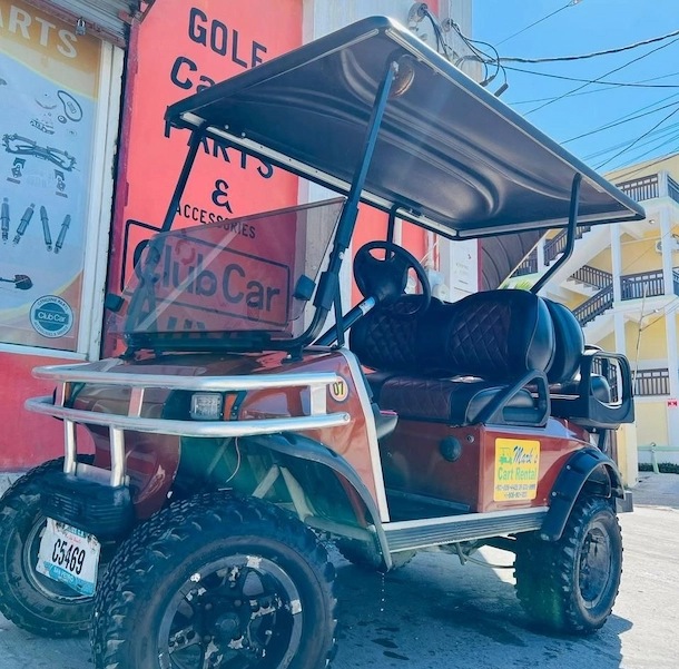 Mark's golf cart rentals team with carts in San Pedro Belize